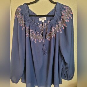 Meera Lane Blue Embroidered Blouse